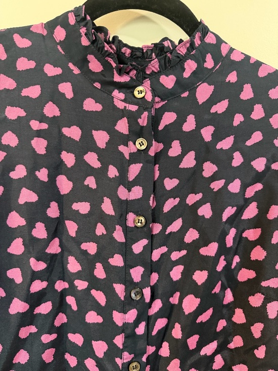 Frnch Paris navy blue heart print blouse